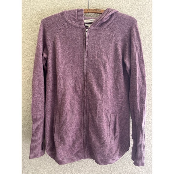Max Studio Purple Cashmere Zippered Hoodie Women’s Size Medium - Picture 1 of 4